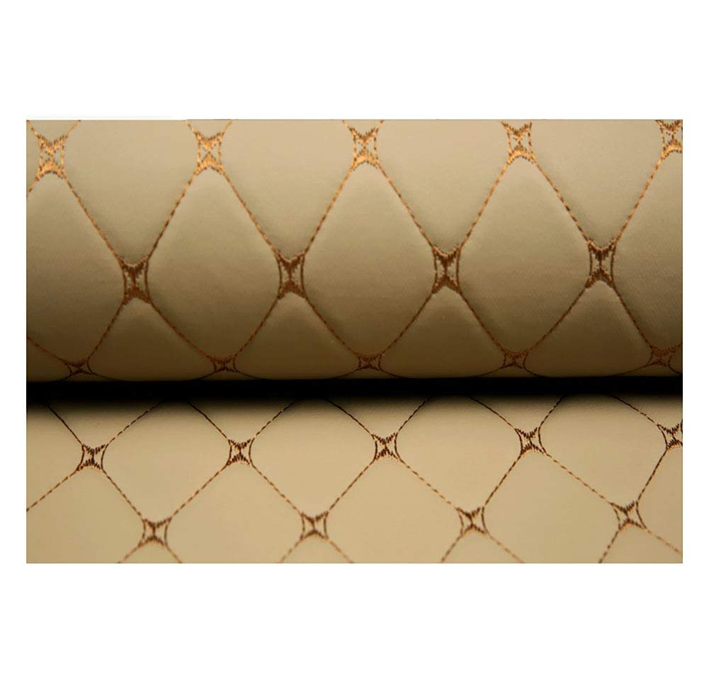 Cuero Artificial PU Tela de Grano de Cuero de imitación Material texturizadoTela por Metros de Polipiel para tapizar - Tapicería -para Cojines de Coche,Beige