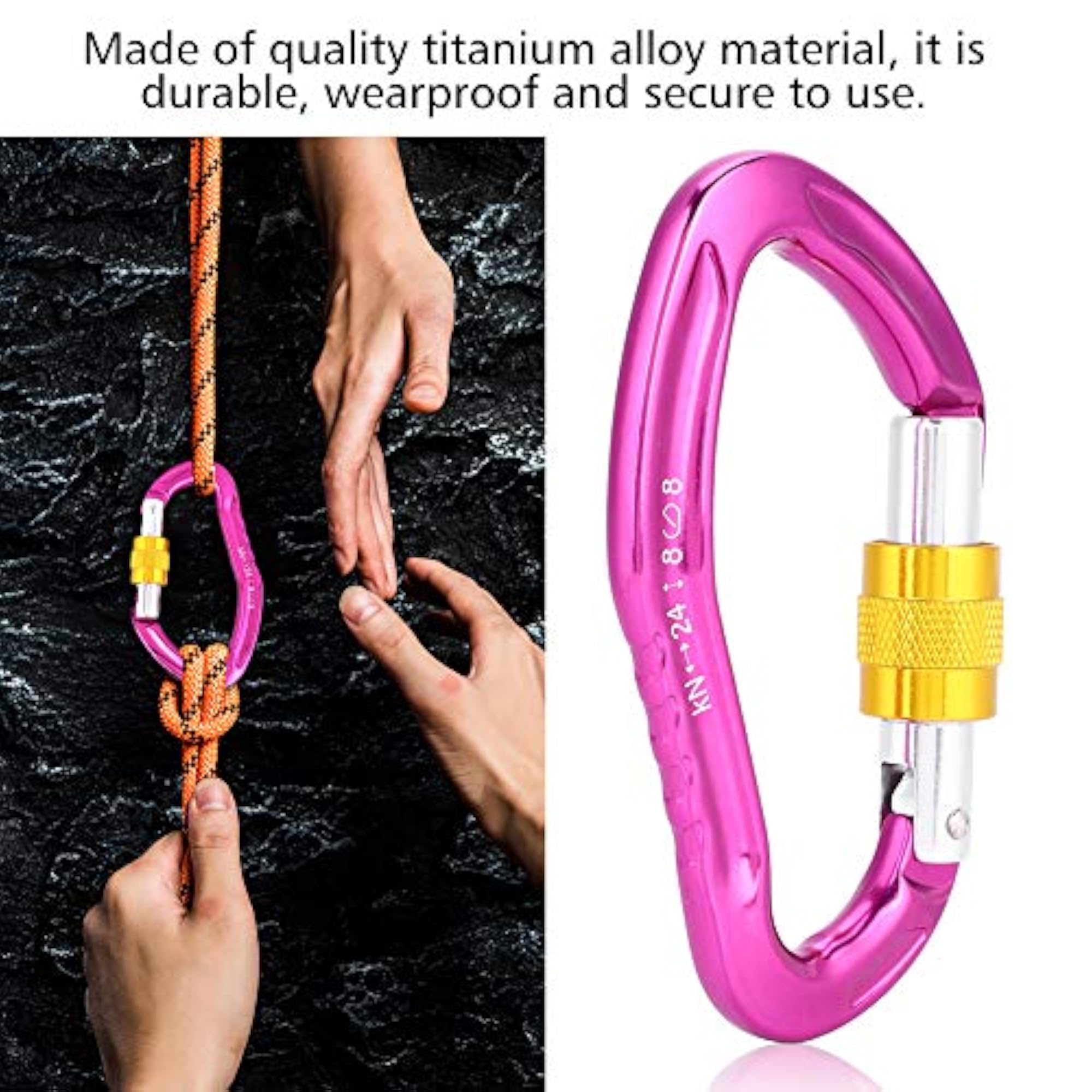 Heavy Duty Carabiner, Burr-Free for Outdoor Activities