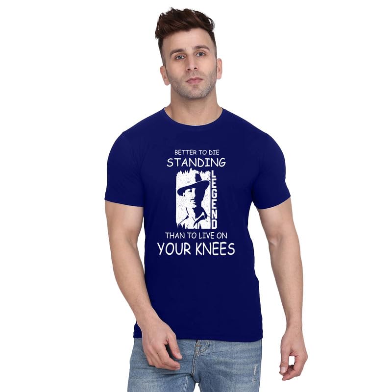 Original Way Men Cotton Half Sleeve Round Neck Legend Bhagat Singh Indian Revolutionary Quotes Printed T Shirt HSR-2381-picture-52