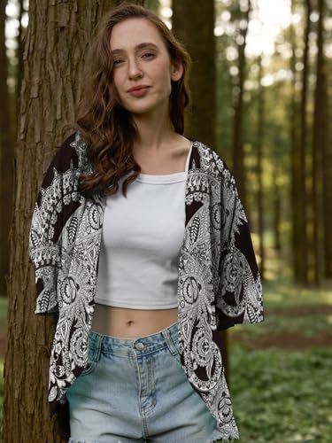 Image of Chunoy Women Short Sleeve Chiffon Kimono Beach Swimsuit Cover Up