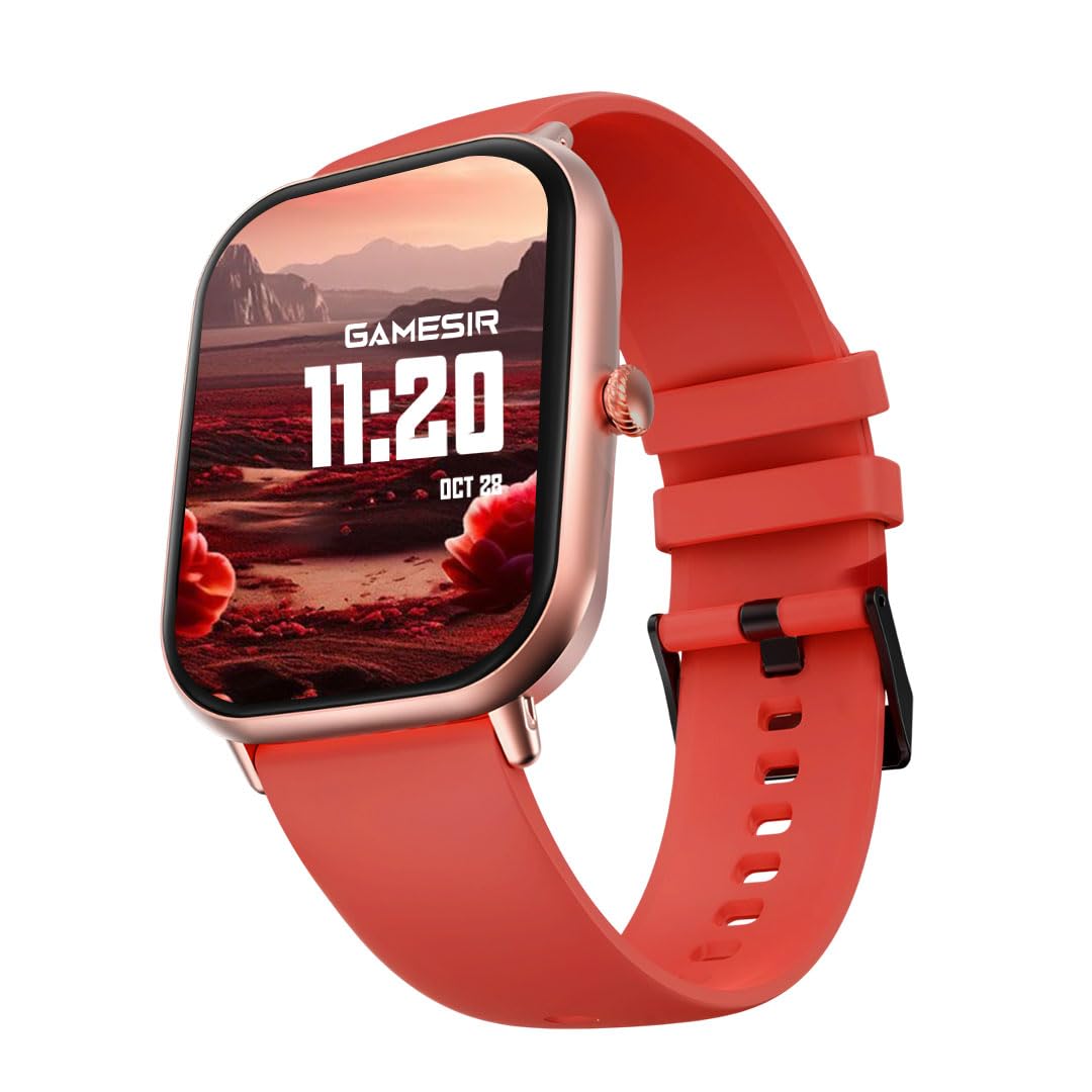 gamesir nexoro 2.01” smartwatch for men & women bluetooth call, heart rate, spo2, sleep & 100+ sports modes, ip68 waterproof, compatible with android & iphone (red)