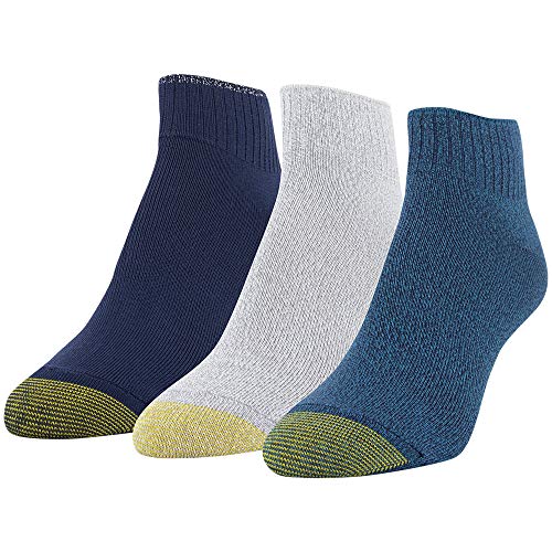Gold Toe Women's Ultra Soft Quarter Socks, 3 Pairs, Deep Teal, Light Grey Heather, Peacoat, Shoe Size: 6-9