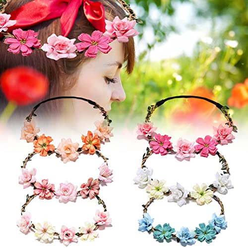 Couronne de Fleurs Couronne Fleur Cheveux 6Pcs Couronne Demoiselle d'honneur pour Femme Accessoires de Cheveux de mariage de mariée Cover