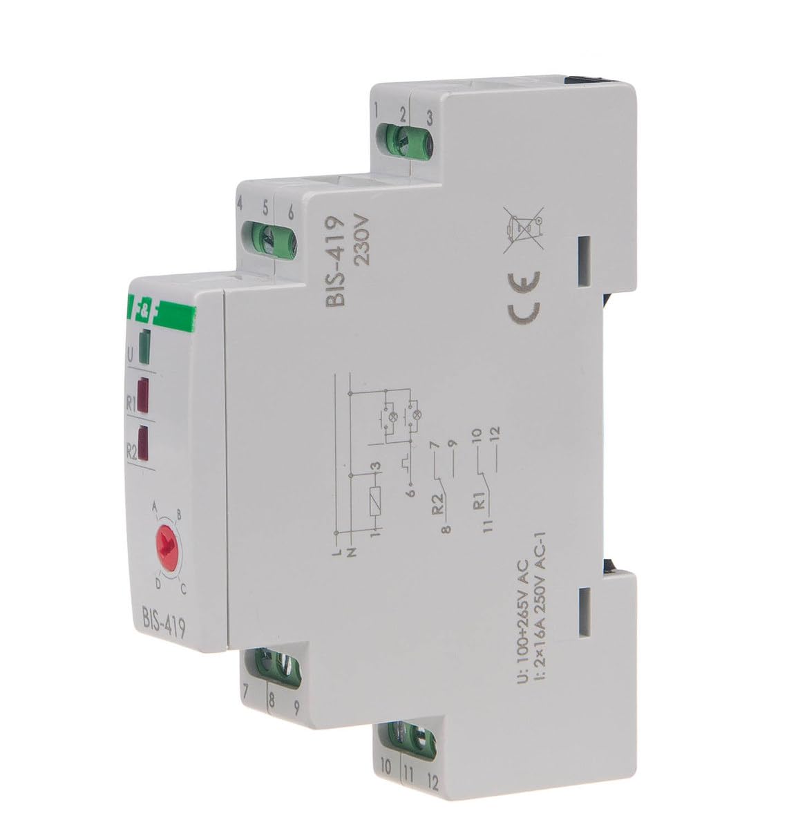 Bistable Relay 2P 16A Separate 230VAC/DC 230VAC 4 Function BIS-419 f&f 5908312598046