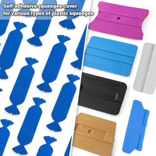 Image of Gomake Vinyl Squeegee Buffer 30PCS Pre-Cut Felt for Window Tint Wet or Dry Vinyl /PPF Application (Blue)