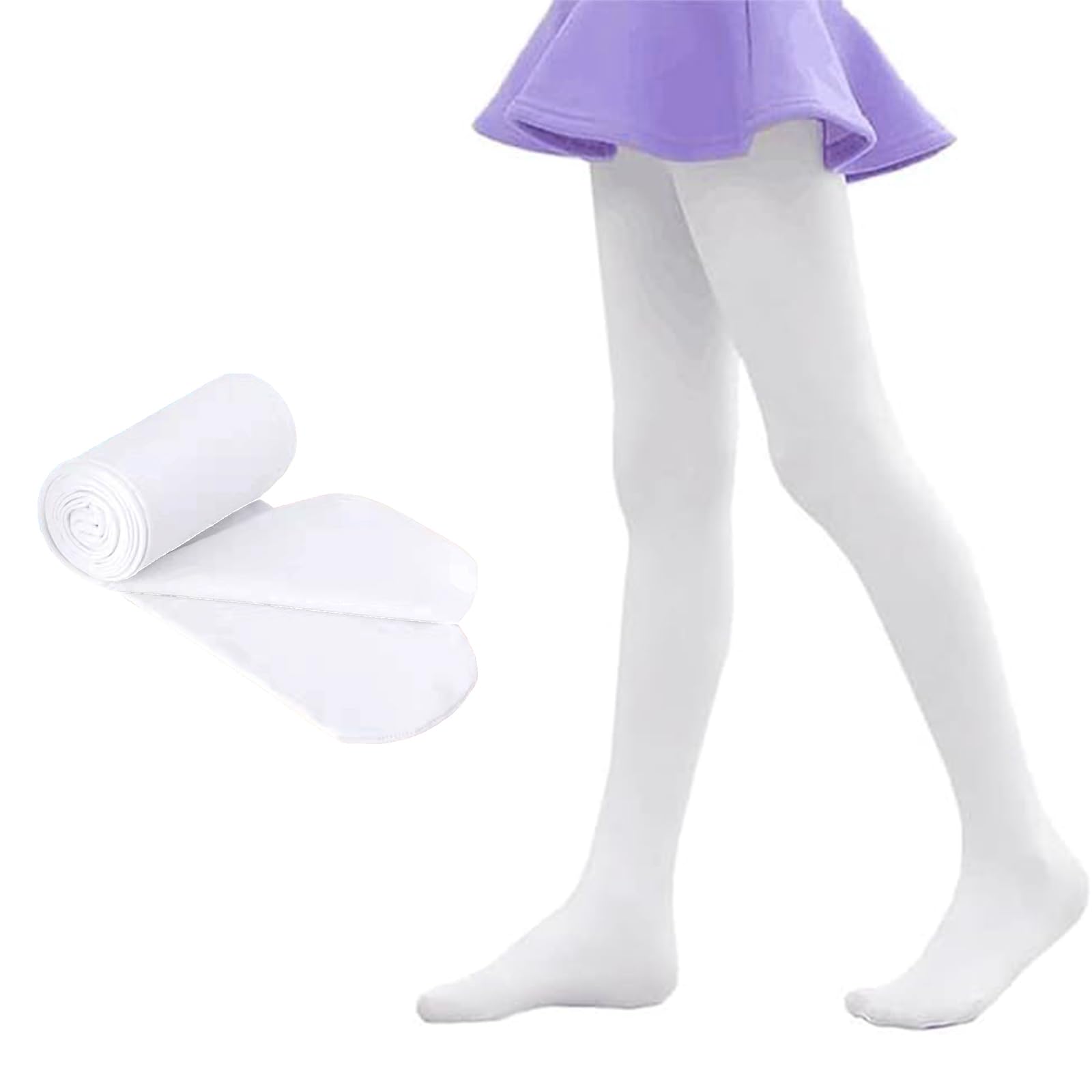 Collant Danse Classique EULANT 90D - Ballet Enfant/Femme - Blanc & Abricot - Opaque Et Sans Couture