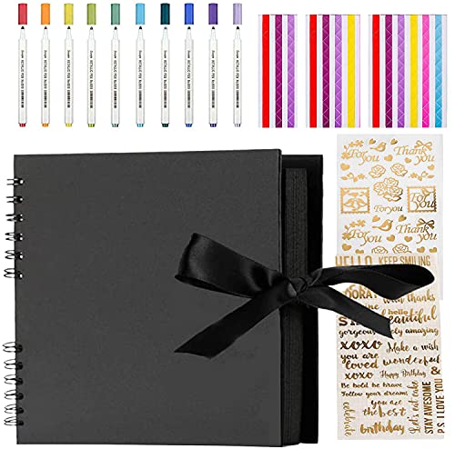 NACAIKJ 16pcs Fotoalbum, Fotoalbum zum Selbstgestalten80 Schwarze Seiten Scrapbook DIY Fotobuch zum Einkleben Spiralbuch…