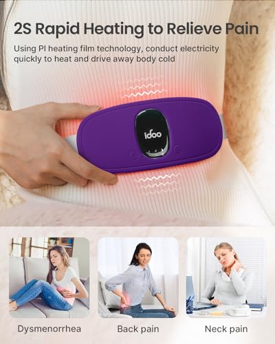Image of iDOO Heating Pad for Cramps, FSA Eligible Items Only List, Portable Cordless Heating Pad, Electric Waist Belt Device for Cramps Pain, Gifts for Girlfriend Mom Wife Women (Deep Purple)