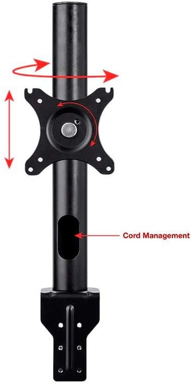 Black Aluminum and Steel Single Monitor Desk Mount with Riser