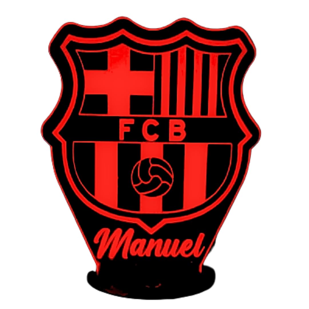 Lampara del real Madrid Barcelona betis personalizada. Lampara 3D de futbol personalizada regalo ideal para niños, comuniones, mesita de noche, cumpleaños, navidad. Luz de futbol infantil. (Barcelona)