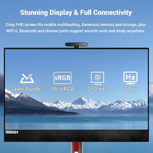 Image of Lenovo ThinkCentre M90a 23.8 inch FHD Business All-in-One, Intel Core i5-14500, 16GB RAM, 512GB SSD, Wired KB & Mouse, RJ-45, HDMI, Wi-Fi 6, DP Port, Windows 11 Pro, Black, w /Bundle