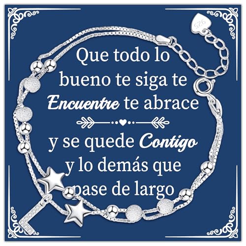Astellea Regalos para Mujeres Pulsera de Plata con Letras Iniciales Regalos Creativos para Amigas Hermanas Colegas Hijas Madres Tías Esposa Navidad Cumpleaños Graduación (L)