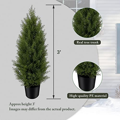 Seelinns Artificial Cedar Pine Tree Christmas Tree Artificial Topiary Cedar Trees Potted Uv Rated Plant For Home Decor Indoors And Outdoors 3Ft Fake Plants Tall Artificial Plants Shrubs (2 Pack) #TOP5