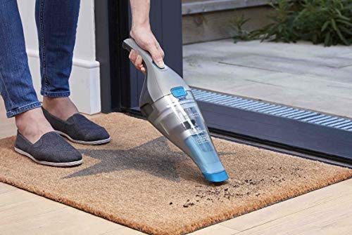 BLACK+DECKER Aspirateur à Main - 7,2V - 1,5 Ah - Argent Titanium Bleu - Base de Chargement - prologateur intégré et Brosse