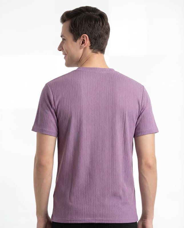 Image of Poly Cotton Frill Round Neck T-Shirt for Men | |