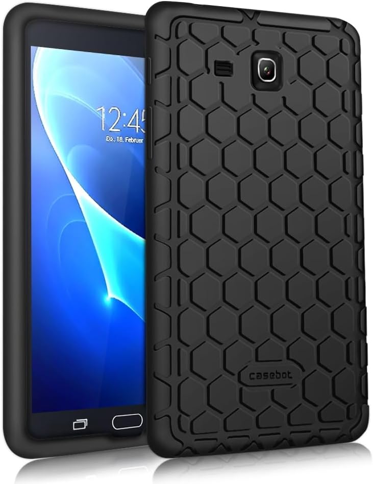 Fintie Silicone Case for Samsung Galaxy Tab A 7.0, [Honey Comb Series] Light Weight [Anti Slip] Shock Proof Cover [Kids Friendly] for Galaxy Tab A 7-inch Tablet 2016 Release (SM-T280/SM-T285), Black