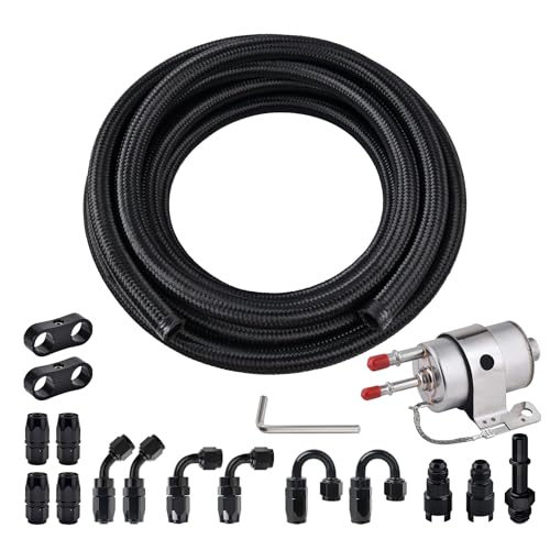 EVIL ENERGY 6AN Fuel Line Kit with LS Swap Fuel Filter Regulator 58PSI 6AN CPE Hose Braided Fuel Line Fitting Kit 20FT