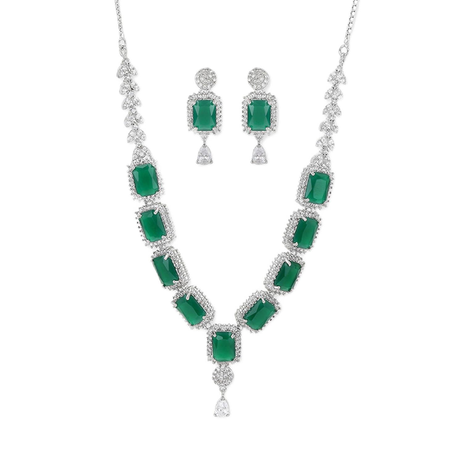 Rectangular Cz Adorned Necklace Sets-image-48