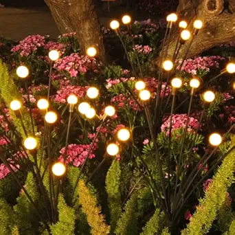 RGJGTGSW Solar Powered Firefly Lights,10Led Solar Garden Lights Waterproof Outdoor,Swaying Solar Yard Lights,Solar Starburst Lights for Pathway,Landscape,Patio,Yard Decor(4 Pack)