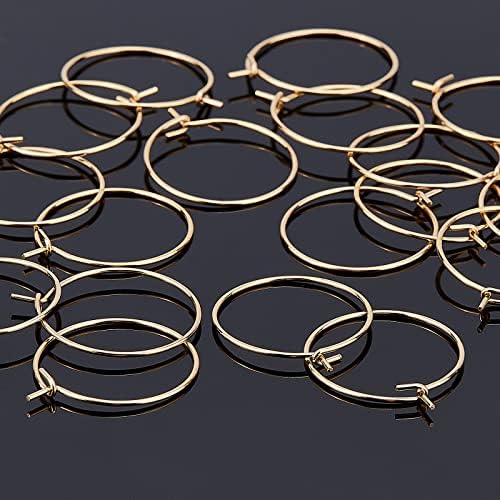 UNICRAFTALE 100pcs 20mm Golden Wine Glass Charms Rings 304 Stainless Steel Hoop Earring Findings 0.7mm Pin DIY Earring Hoops for Women Hoop Earrings Wine Glass Marker Making