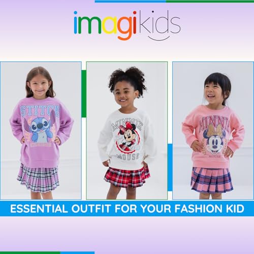 Image of Disney Girls' 2-Piece Fleece Sweatshirt and Pleated Skirt Set Toddler to Big Kid