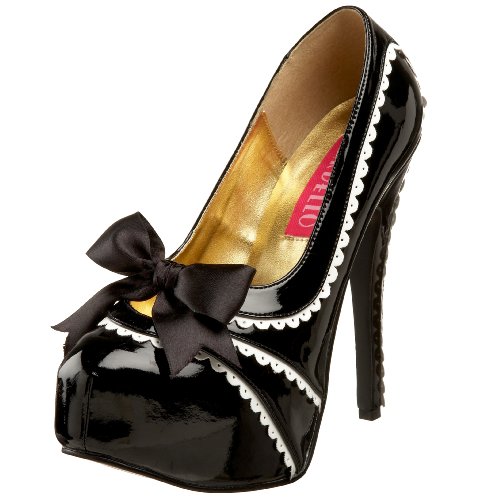 Bordello By Pleaser Women's Teeze-14 Platform Pump,Black/White Patent,7 M Us #TOP20