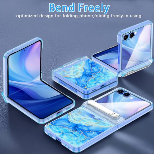 Shecaset for Galaxy Z Flip 7 Case,[Compatible with MagSafe][Built-in Screen Protector][Kickstand][Hinge Protection],Hard PC Slim Fit Shockproof Protective Case for Samsung Galaxy Z Flip 7,Sky Blue - image 6