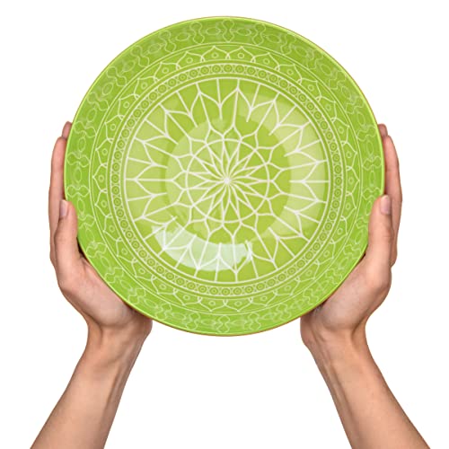 Annovero Serving/Mixing Bowls, Set Of 3 Large Porcelain Dishes For Entertaining, Kitchen, For Pasta, Noodles, Candy, Salad, Fruit, Rolls, Snacks, 9.5 Inch Diameter, 72 Fluid Ounce (9 Cup) Capacity #TOP5