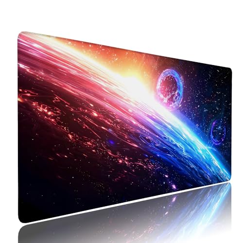 Grand tapis de souris XXL bleu au design abstrait pour un bureau moderne et épuré