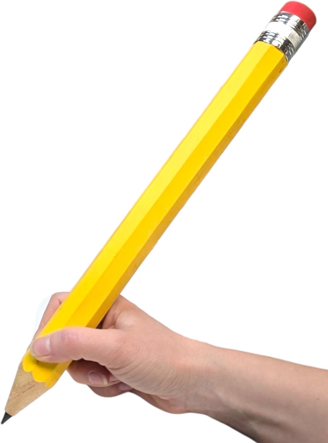 Zugar Land Giant Pencil 15" (4 Colors Available: Orange, Yellow, Blue and Green) Real Wood. Already Sharpened. Large Wooden Jumbo Pencils with Pink Top Erasers (12 Pack (4 Colors))