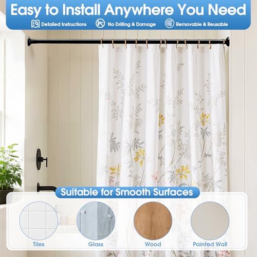 1" Diameter Adjustable Shower Curtain Rod, 30-64 Inch, Black - 5