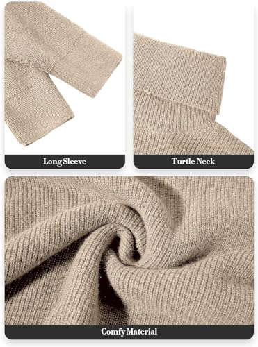 Image of Womens Turtleneck Oversized Sweater Batwing Chunky Pullover Sweater Casual Fall Loose Knit Jumper Top