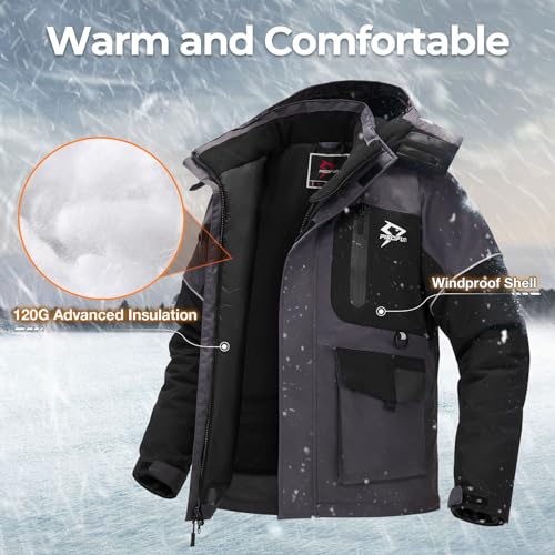 Image of Piscifun Ice Fishing Jacket, Floating Waterproof Ice Fishing Coat, Insulated Jacket for Cold Weather Conditions