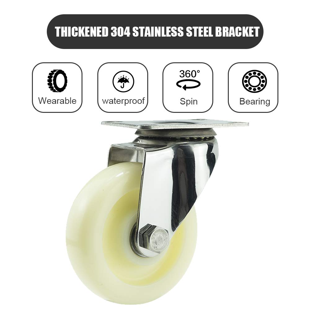 Jolan 4 Piezas,Ruedas De Nailon De Alta Resistencia,con Frenos,Ruedas De Transporte,Ruedas para Mueble,Carga De 400KG,Rotación De 360 °,Ruedas De Carro.,4 Brakes,125mm