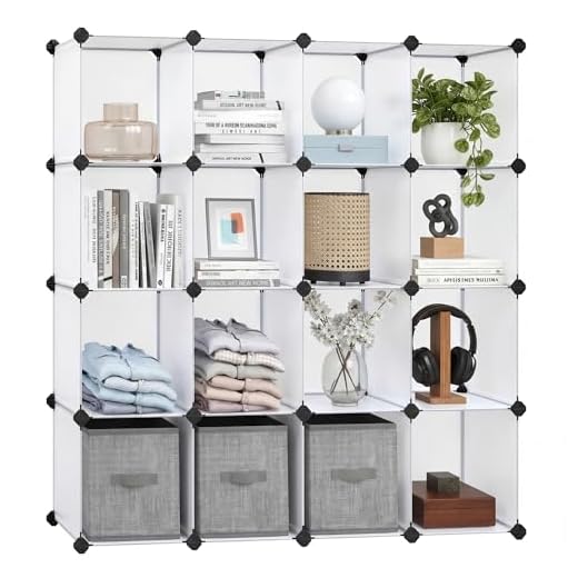 SONGMICS Regalsystem, Schuhregal, 15 Würfel, DIY Würfelregal, stapelbar, Steckregal aus PP-Kunststoff, Garderobe, Raumteiler, für Schlafzimmer, Büro, weiß LPC44L