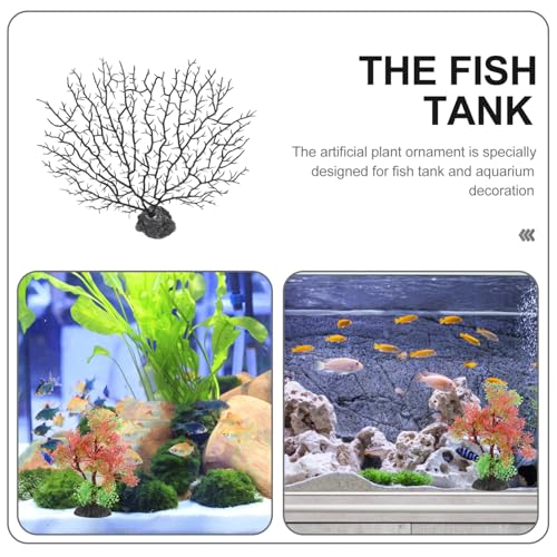 Image of Ipetboom Simulated Tree Adornment Aquarium Decorative Water Plant Figurine for Fish Tank Decoration 9.84X8.26X1.77 Inch Realistic Resin Aquarium Ornament