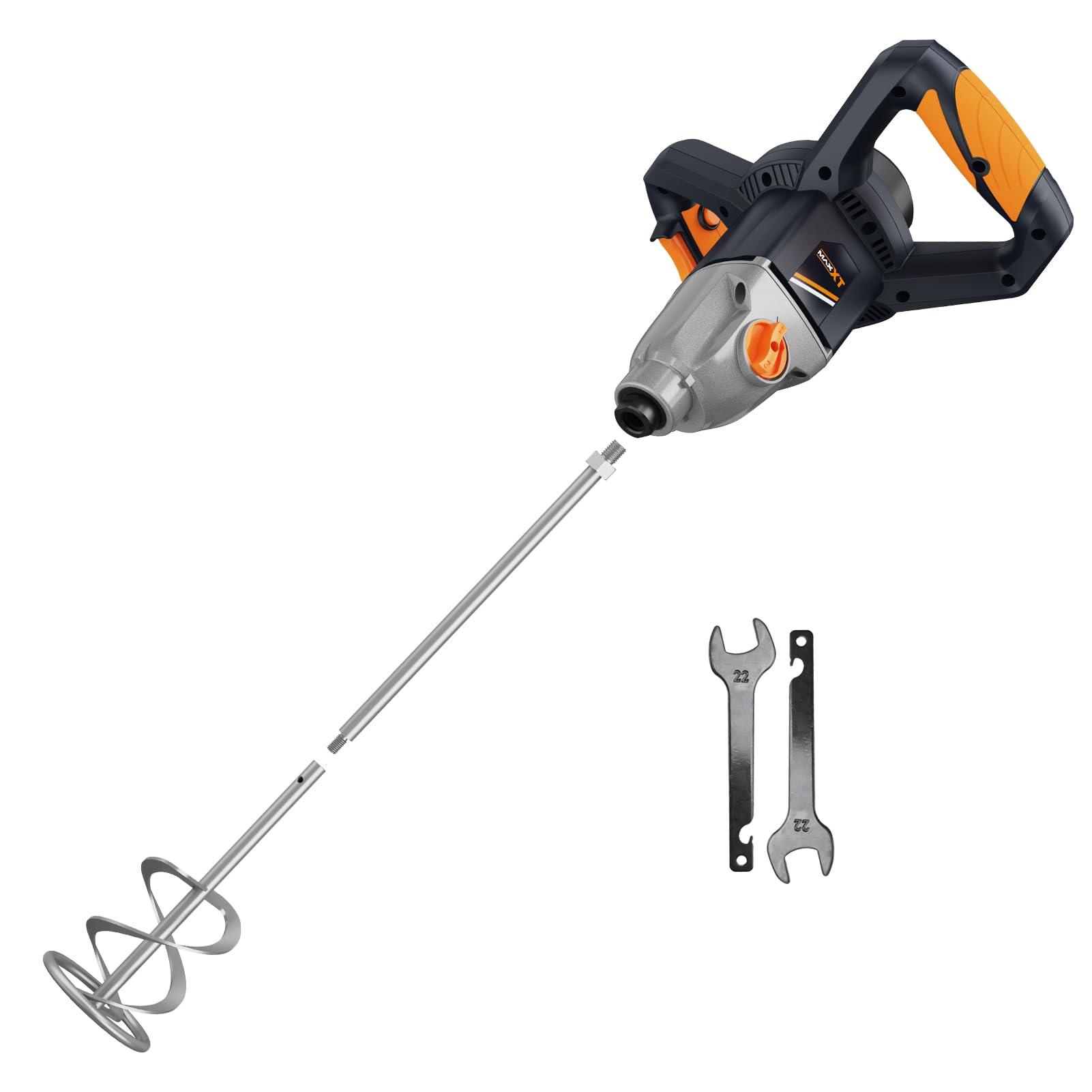 MAXXT Mezclador 1400W con Sistema de 2 Velocidades & Arranque Suave | Conexión M14 Universal | Motor de Servicio Continuo | Incluye Paleta 140mm + 2 Llaves | Velocidad 0-480/800 rpm | 220-240V 50Hz