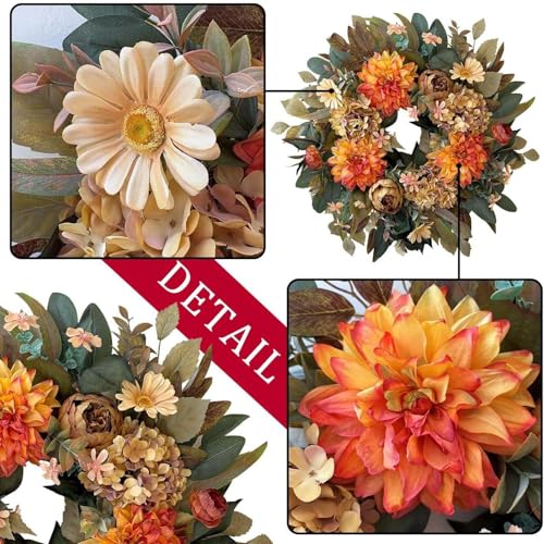 Couronnes d'automne pour porte avec guirlandes Thanksgiving et Halloween - 7
