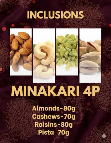 Image of Browntree Minakari-4P-300g | Dry Fruits Gift Hamper | 4 Assorted Dry Fruits-Cashewnut, Almond, Raisins & Pista |Unique Gifts for | Healthy Dry Fruit Box for Corporate Gifts & Festive Gifting | Ideal gift box for all celebration