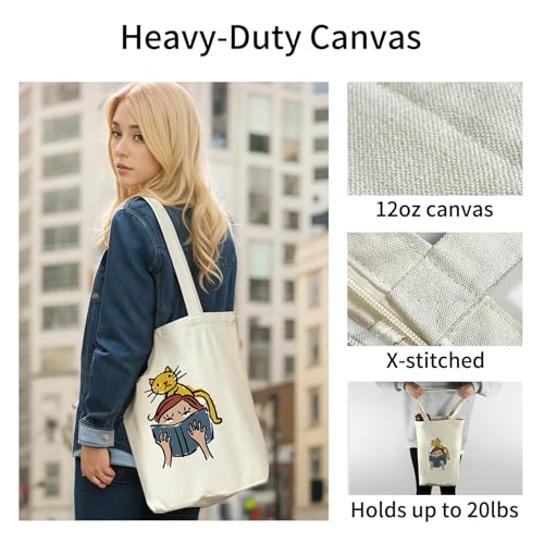 Image of itgowisa Canvas Tote Bag with Zipper Pocket, Travel Shopping Book Bag for Women, Gifts for Teachers, Nurses, Plant Lovers