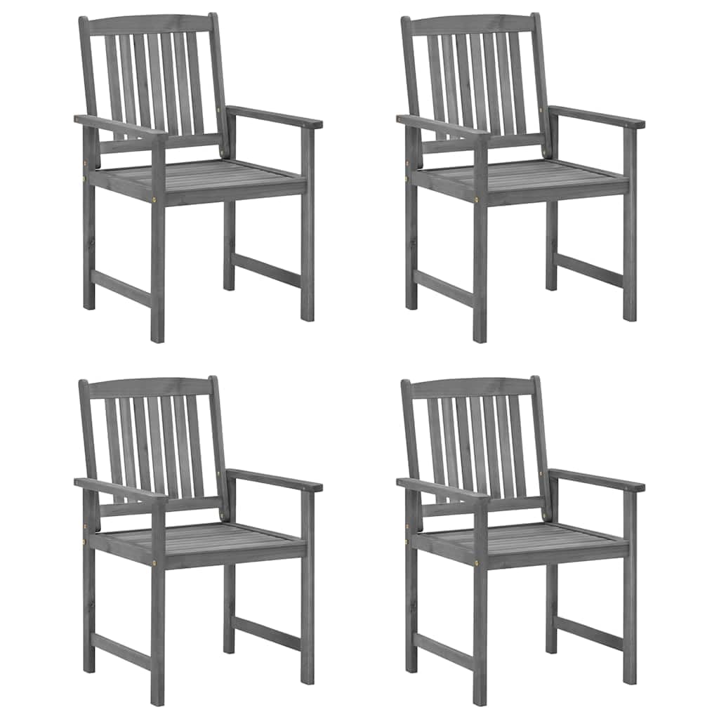 Sillas de jardín – Juego de 4 unidades, color gris, madera de acacia maciza