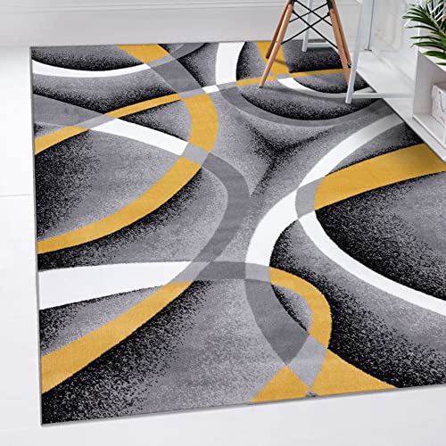 2305 Geometric Abstract Yellow 6x9 Area Rugs for Living Room