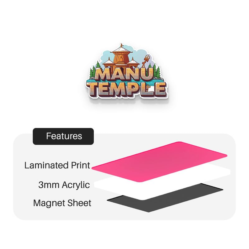 Image of Manu Temple Fridge Magnet, Glossy Finish, Stylish Magnet for Fridge, Wardrobe & Metal Surfaces