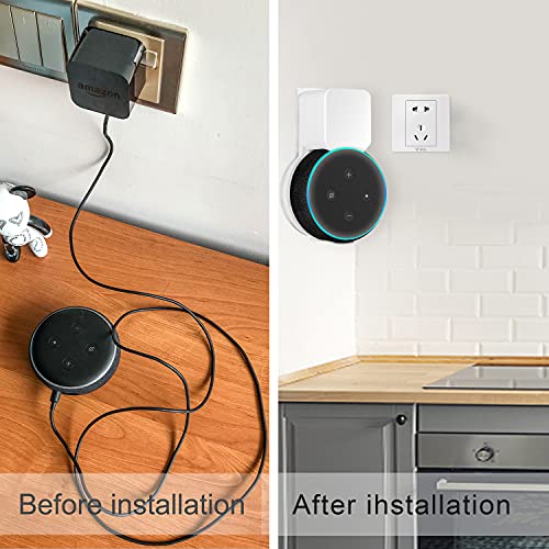 Costyleen Wall Mount Holder for Dot 3rd Generation, Space Saving Accessories Smart Home Speakers, Clever Dot(3rd Gen) Accessories with Built-in Cable Management Without Messy Wires-White - Image 6