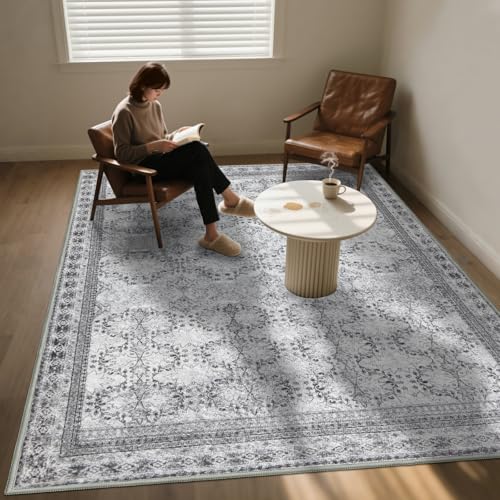 Tapete lavable antideslizante 6x9 gris desvanecido miniatura 3