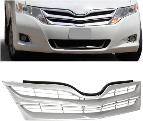 HECASA Rejilla superior delantera compatible con Toyota Venza 2013-2016 repuesto para TO1200359C 531010T020 parachoques de malla de panal plateado