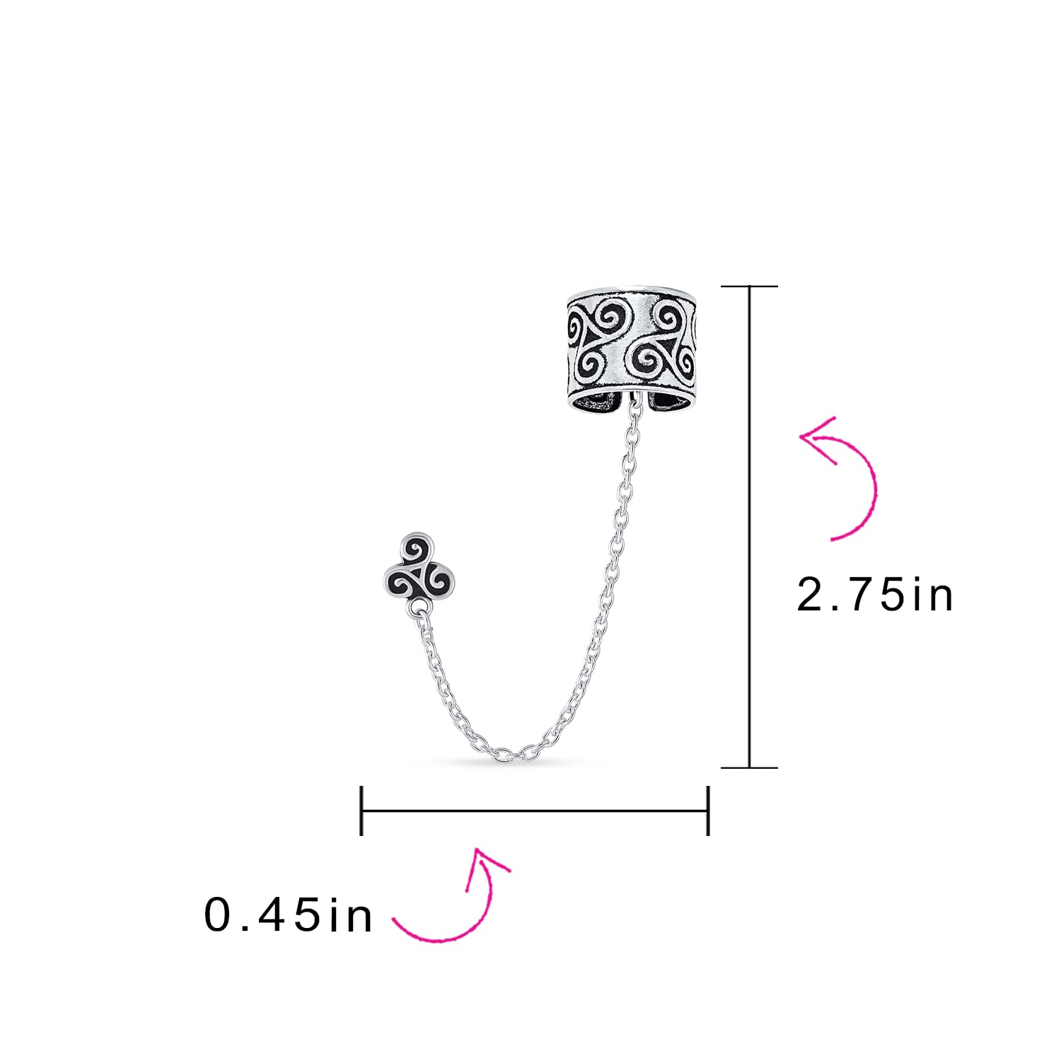 Set aus zwei keltischen irischen Wikinger-Wirbel-Sonne & Trinity Triskele Wrap Knorpel Ohrmanschette Kette durchbohrt Ohrstecker Ohrringe 1 Stück oxidiertes .925 Sterlingsilber
