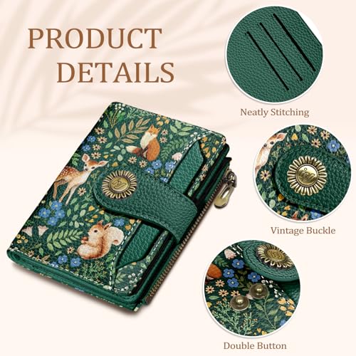 Icycay Squirrels Wallet Women Small RFID Blocking Bifold, Credit Card Holder, Zipper Coin Pocket, Cute, PU Leather, Compact, Travel, ID Window, 14 Card Slots, Cash Purse, Ladies Woman Female Girls by Icycay - Used condition - Image 5