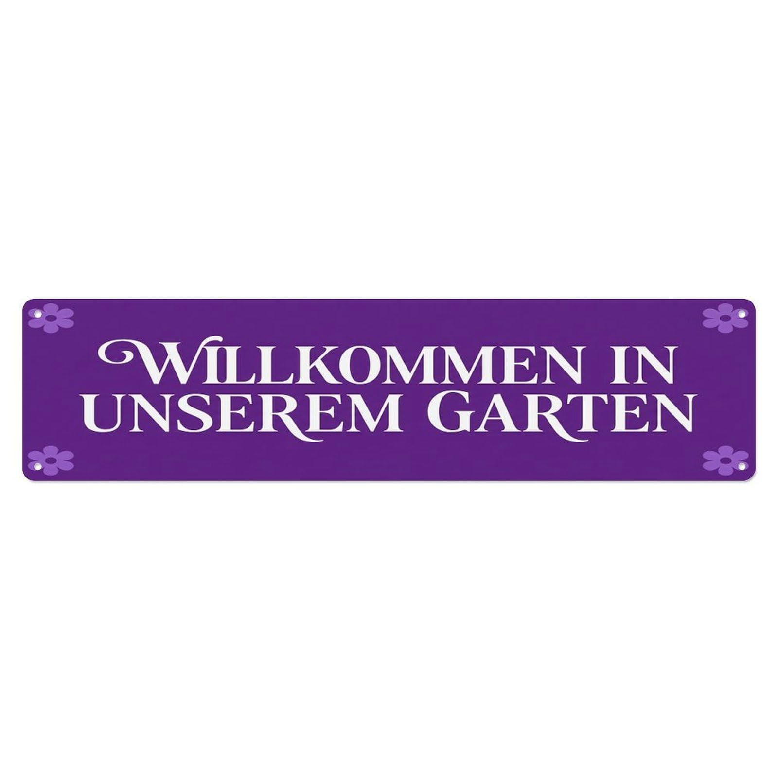 Vintage Welcome to Our Garden Violet Purple Metal Tin Sign