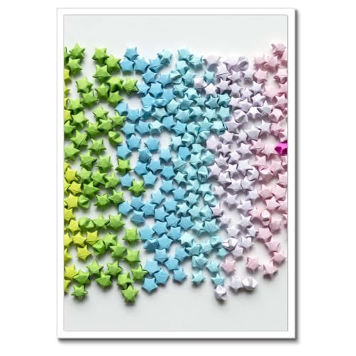 Poster Étoiles origami colorées 50x70 cm sous cadre noir pour illuminer votre foyer